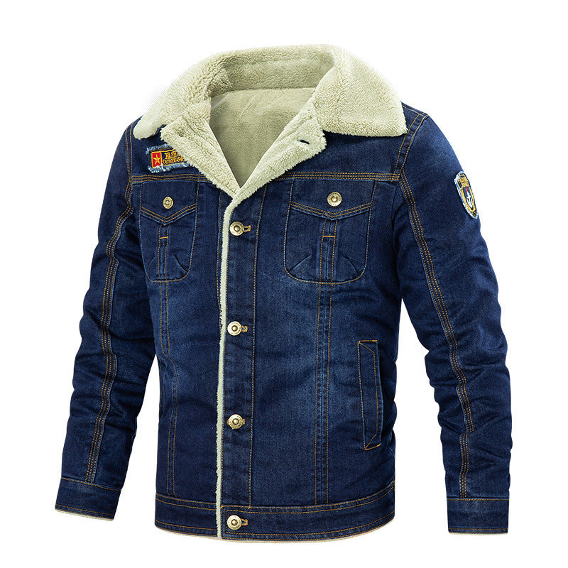 Drune | Gefütterte Jeansjacke mit Stehkragen und Knopfverschluss