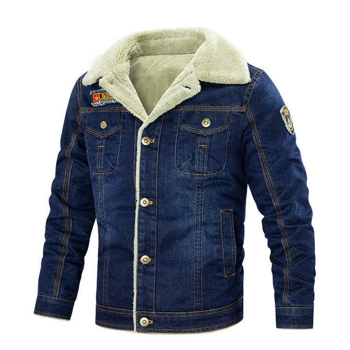Drune | Gefütterte Jeansjacke mit Stehkragen und Knopfverschluss