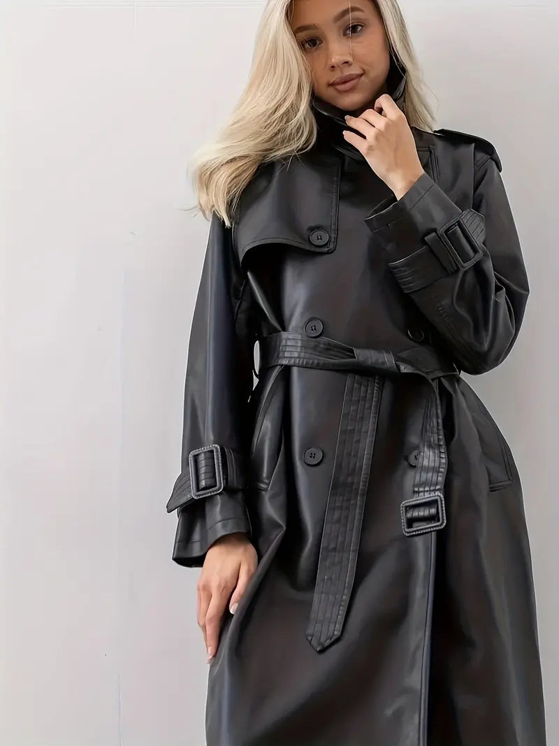 Drune | Leder Trenchcoat Winterjacke für Damen