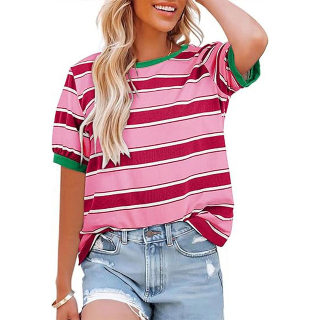 Drune | Gestreiftes T-Shirt mit Rundhalsausschnitt für Damen