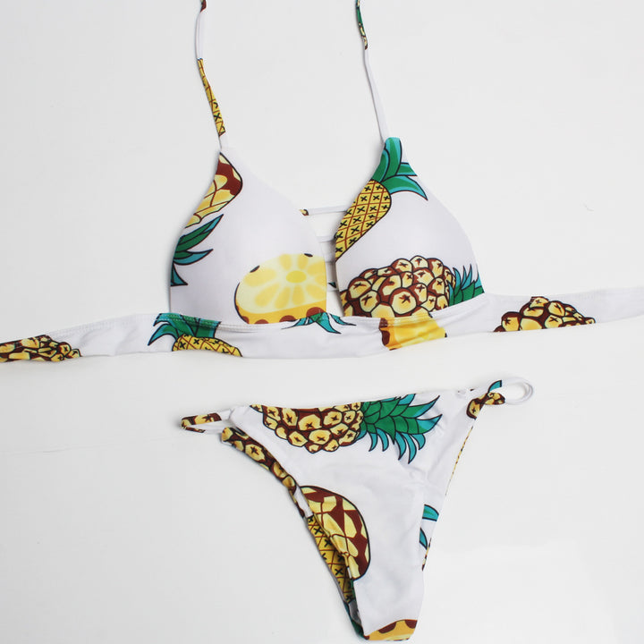 Damen Triangel-Bikini mit fröhlichem Ananas-Muster Drune