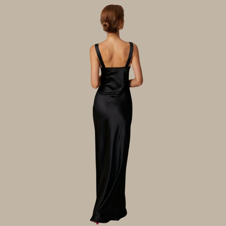 Drune | Satin-Maxikleid mit Wasserfallausschnitt