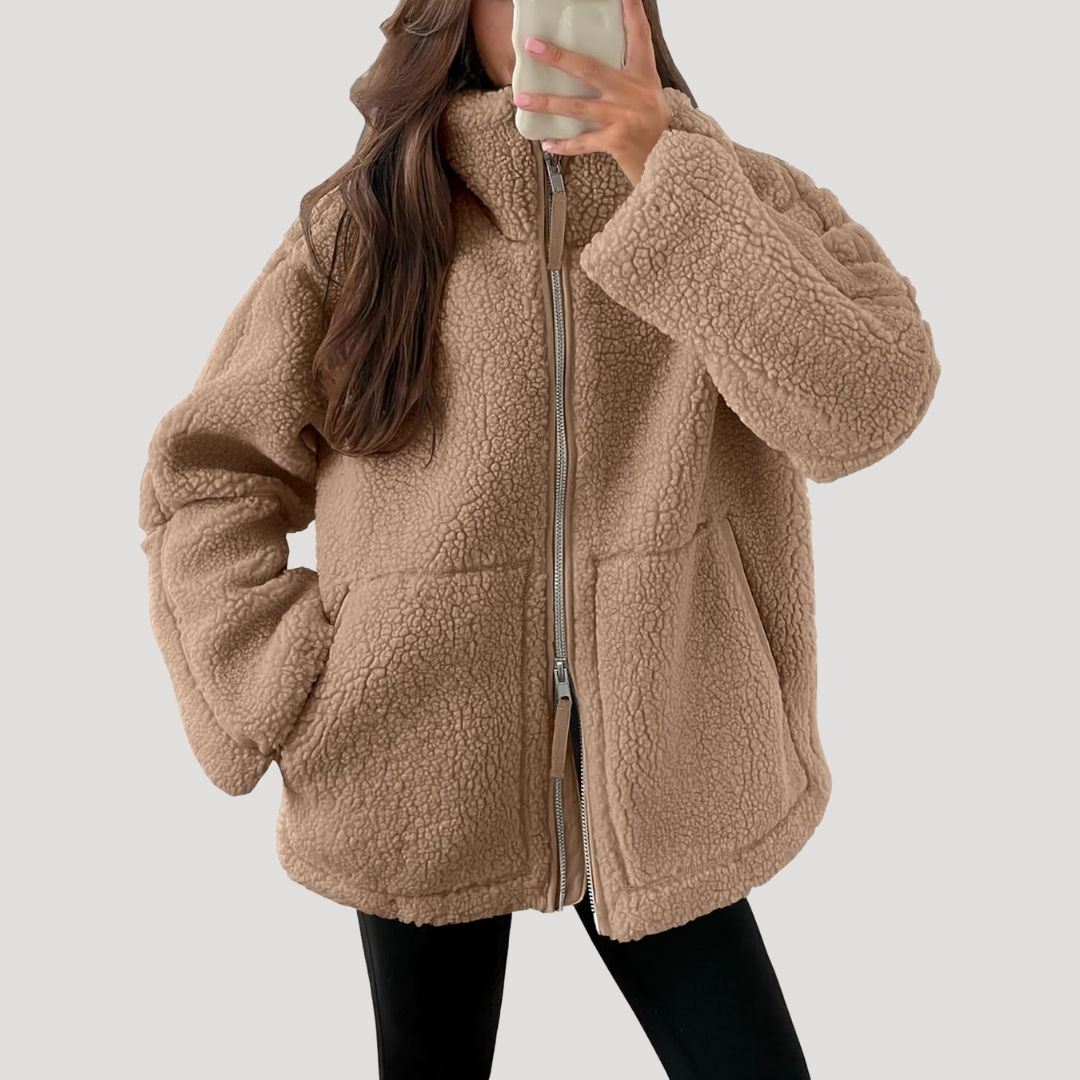 Drune | Damen Teddy Reißverschluss Fleece Jacke Winter Kleidung