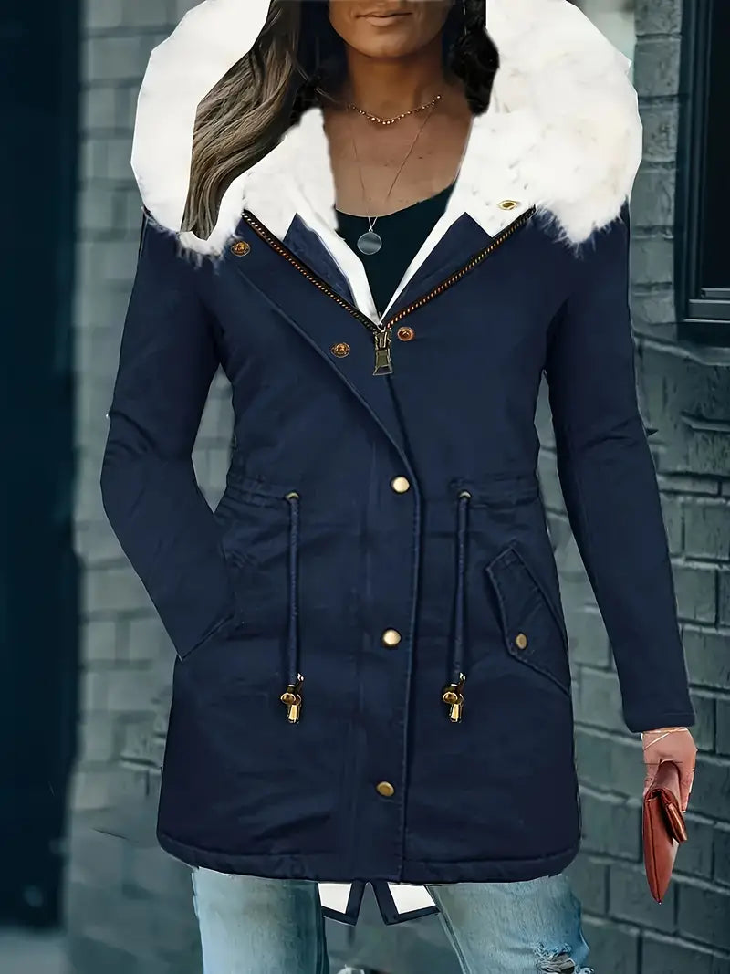 Drune | Wintermantel mit Kunstfellkragen – Warmer Parka mit Kapuze und Reißverschluss