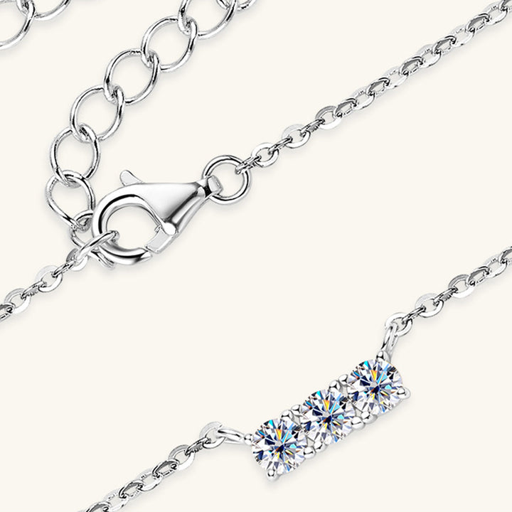 Drune | 925 Sterling Silber Eingelassene Moissanit Bar Halskette