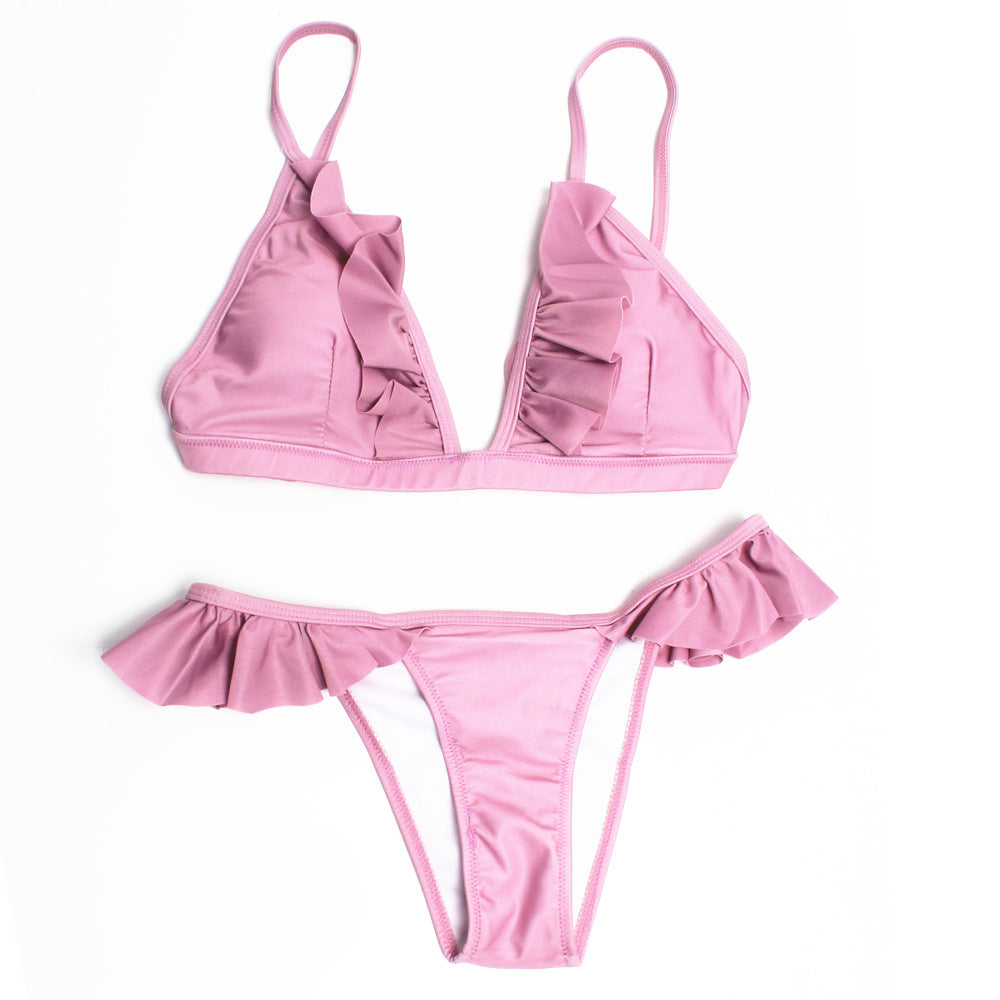 Damen Rüschenschnitt Triangel-Bikini Drune