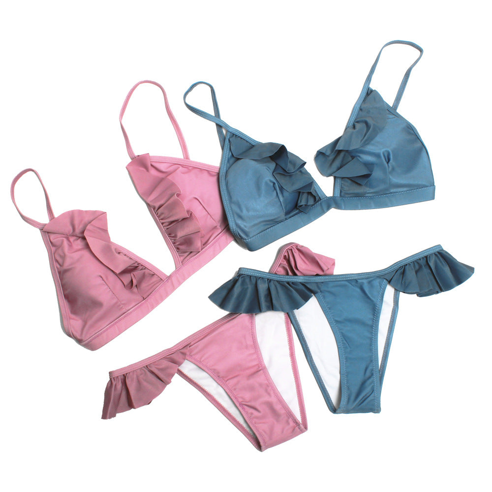 Damen Rüschenschnitt Triangel-Bikini Drune