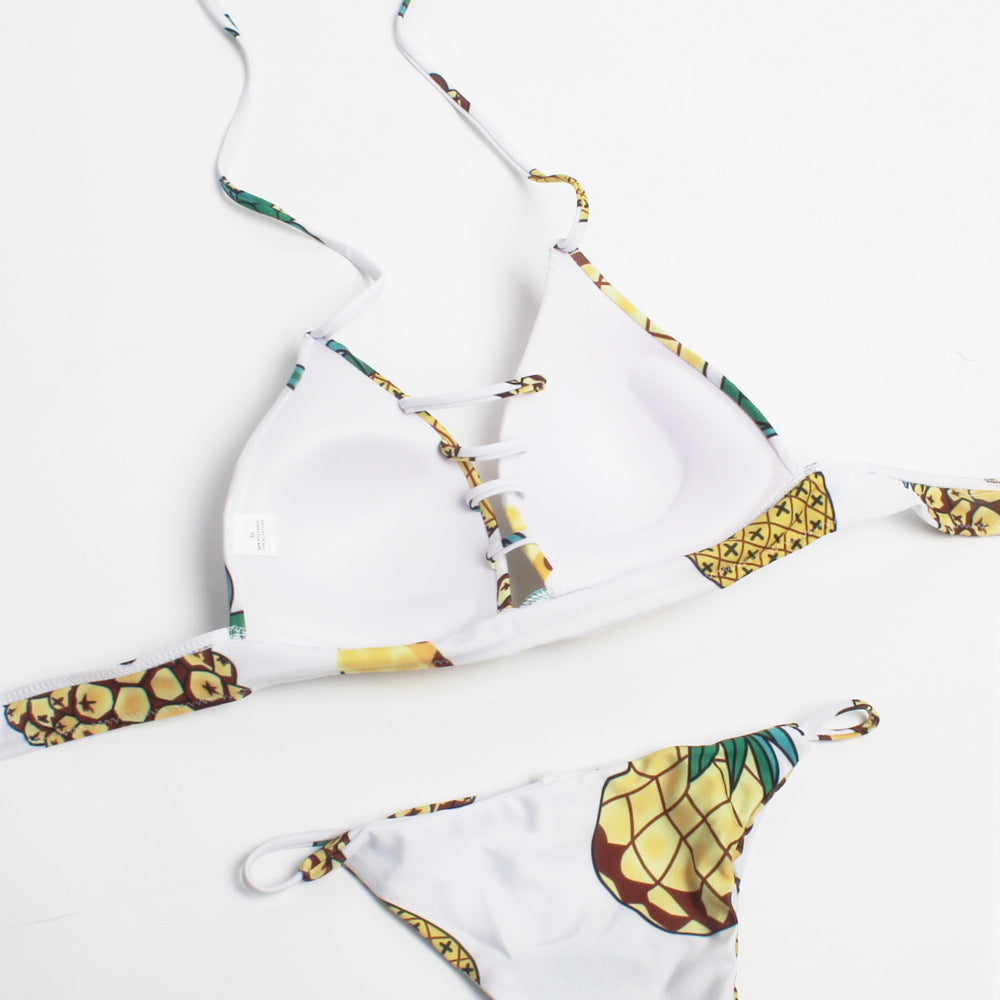 Damen Triangel-Bikini mit fröhlichem Ananas-Muster Drune