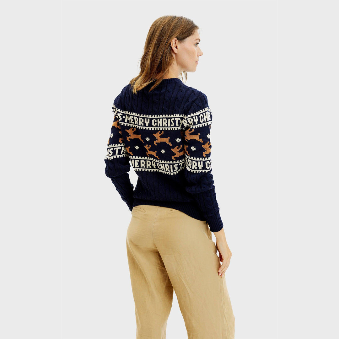 Drune | Der elegante Weihnachtsstrickpullover Blau - Damen