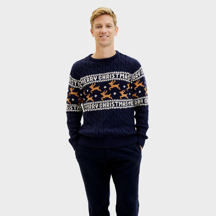 Drune | Der elegante Weihnachtspulli Blau - Herren
