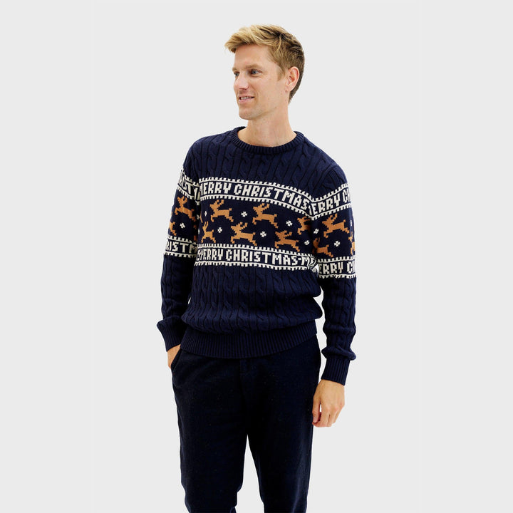 Drune | Der elegante Weihnachtspulli Blau - Herren