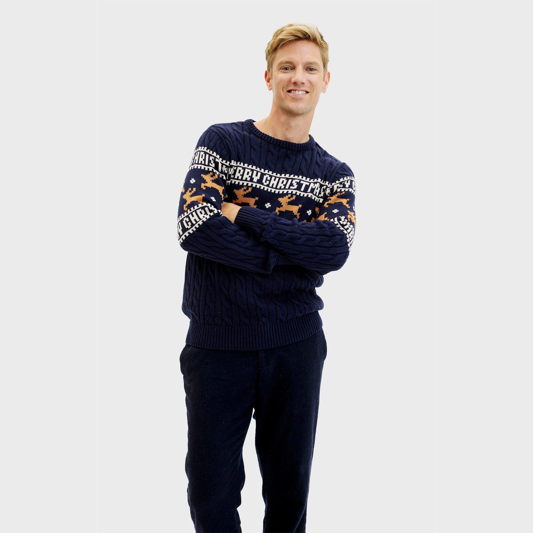 Drune | Der elegante Weihnachtspulli Blau - Herren