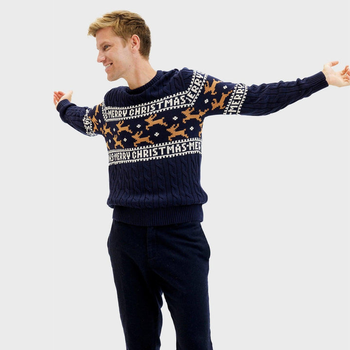 Drune | Der elegante Weihnachtspulli Blau - Herren