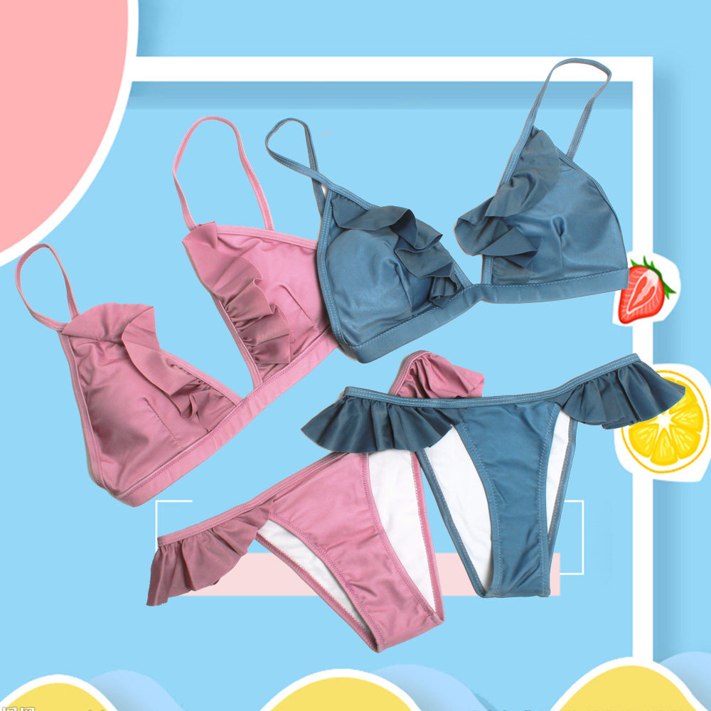 Damen Rüschenschnitt Triangel-Bikini Drune