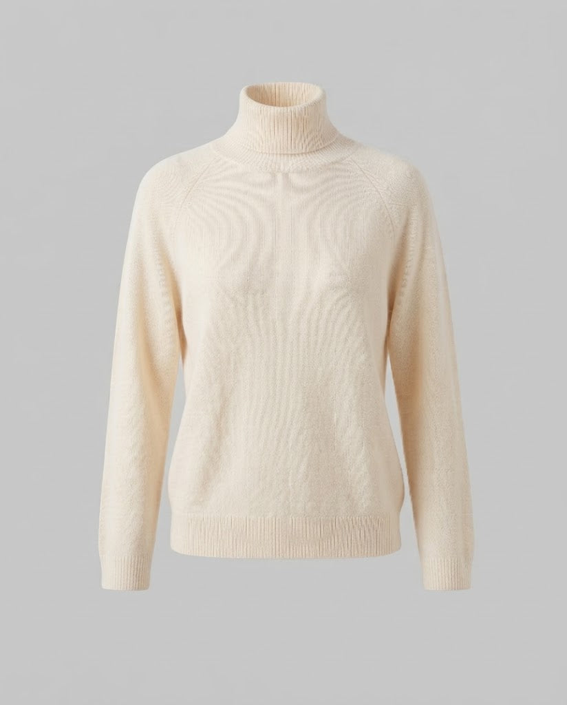 Damen Feinstrick-Rollkragenpullover aus Kaschmir-Mix mit Raglanärmeln und feinem Rippbund Drune