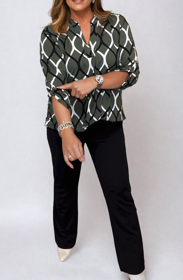 Drune | Elegante Bluse mit Grafischem Muster Leicht und Stilvoll Perfekt Für Den Alltag