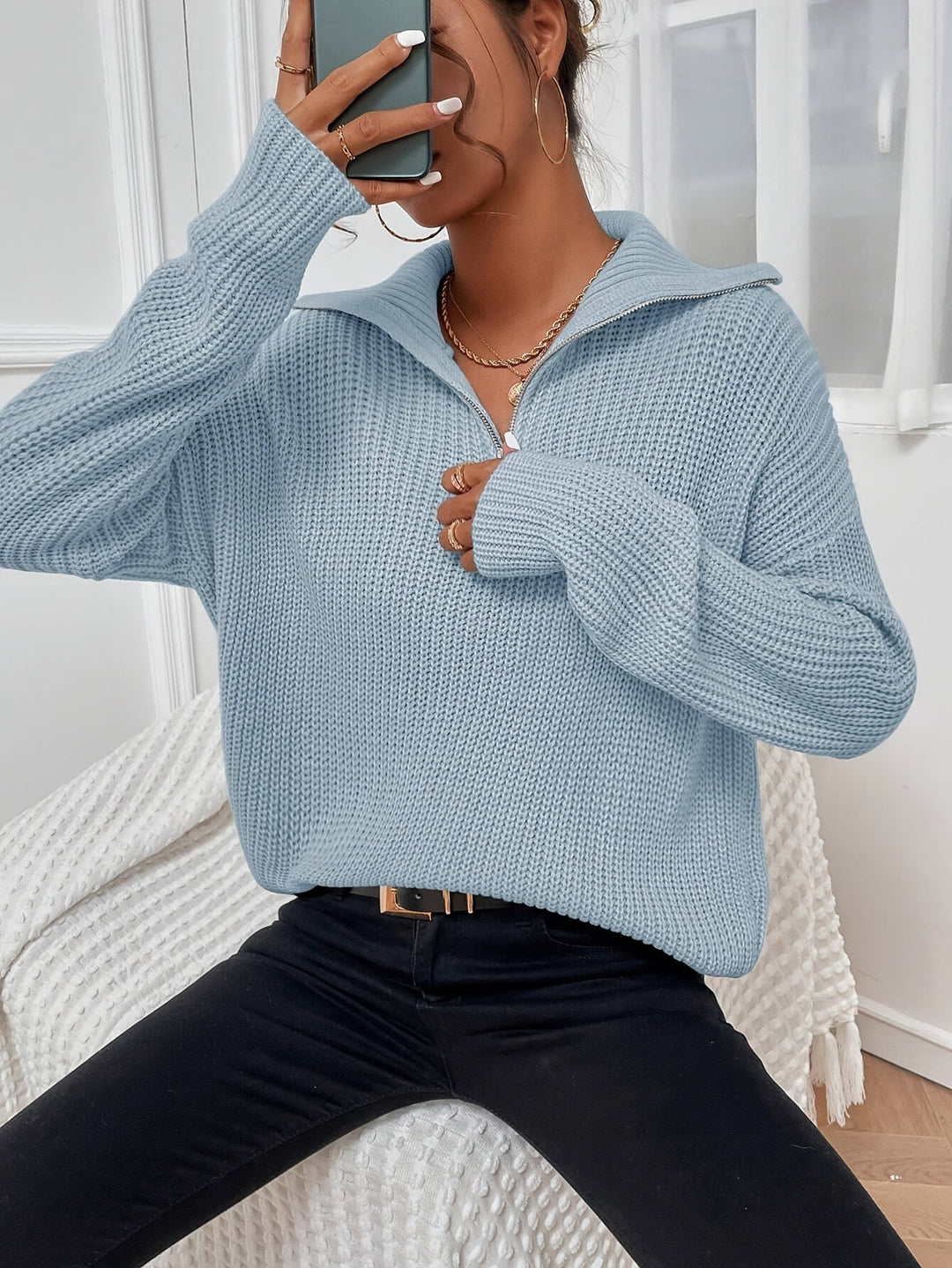 Drune | Lässiger Fleecepullover mit Reißverschluss Damen