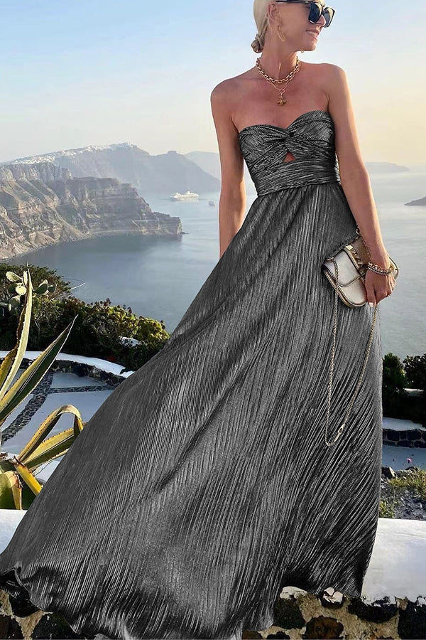 Drune | Elegantes und Glänzendes Kleid mit Entblößten Schultern