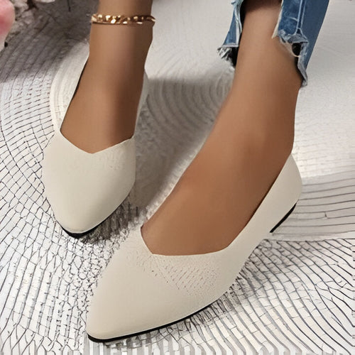 Drune | Damen Mode Flache Schuhe, Lässig Pointed Toe Knit Flats
