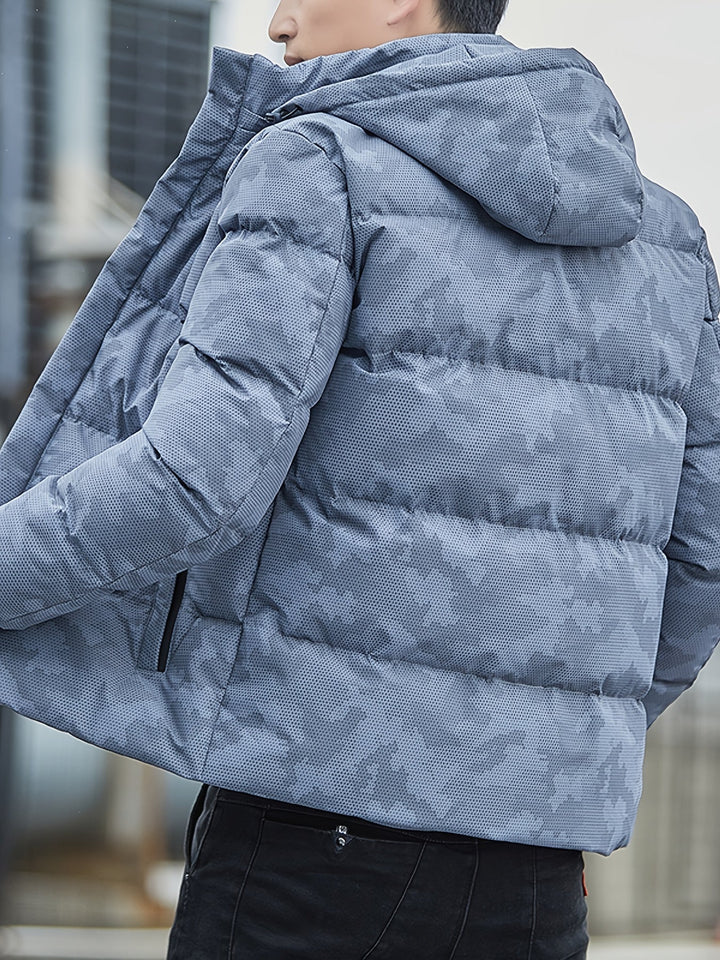 Drune |  Baumwoll Reißverschluss Gepolsterte Winterjacke Mit Abnehmbarer Kapuze Für Herren - Perfekt für Outdoor-Aktivitäten