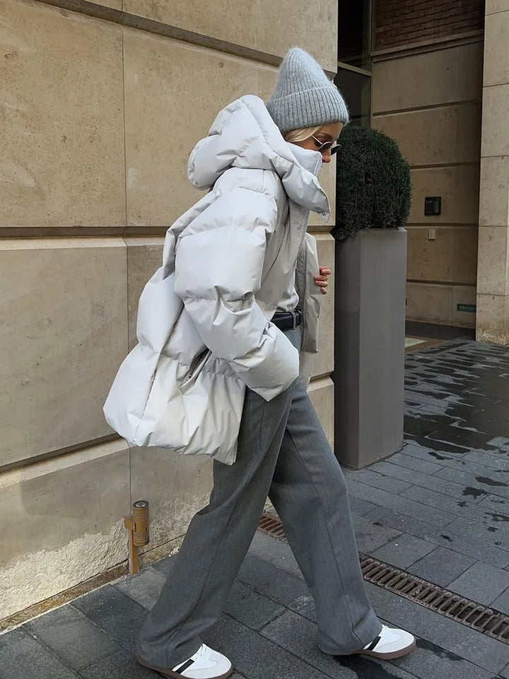 Drune | Damen Pufferjacke - Stepp-Langjacke - Mit Kapuze Hoher Kragen - Warm Isoliert