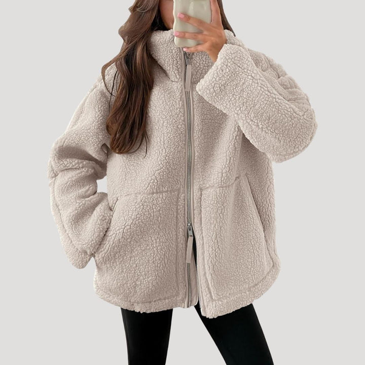 Drune | Damen Teddy Reißverschluss Fleece Jacke Winter Kleidung