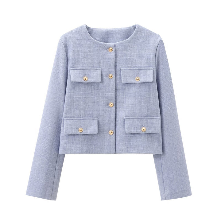 Drune | Hals Einfarbig Einreiher Jacke