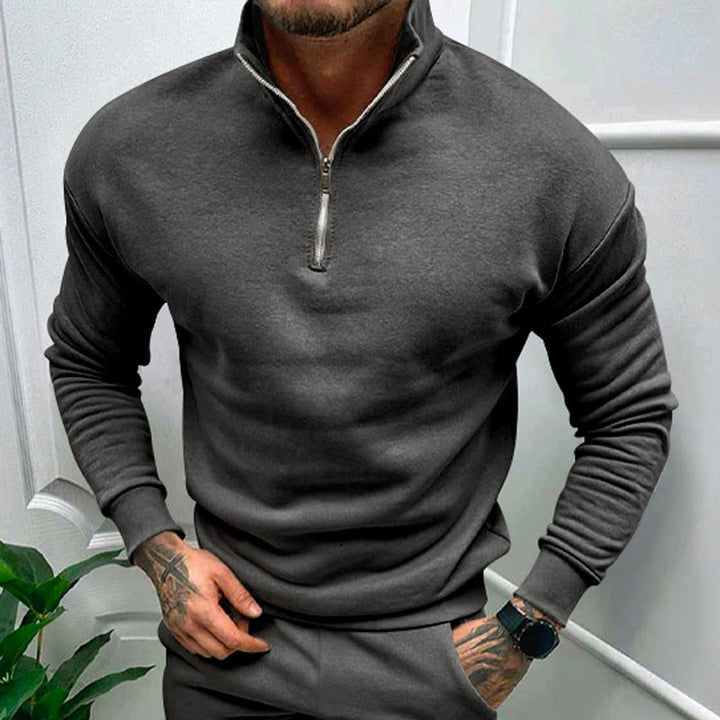 Drune | Pullover mit Halb-Zip Stehkragen