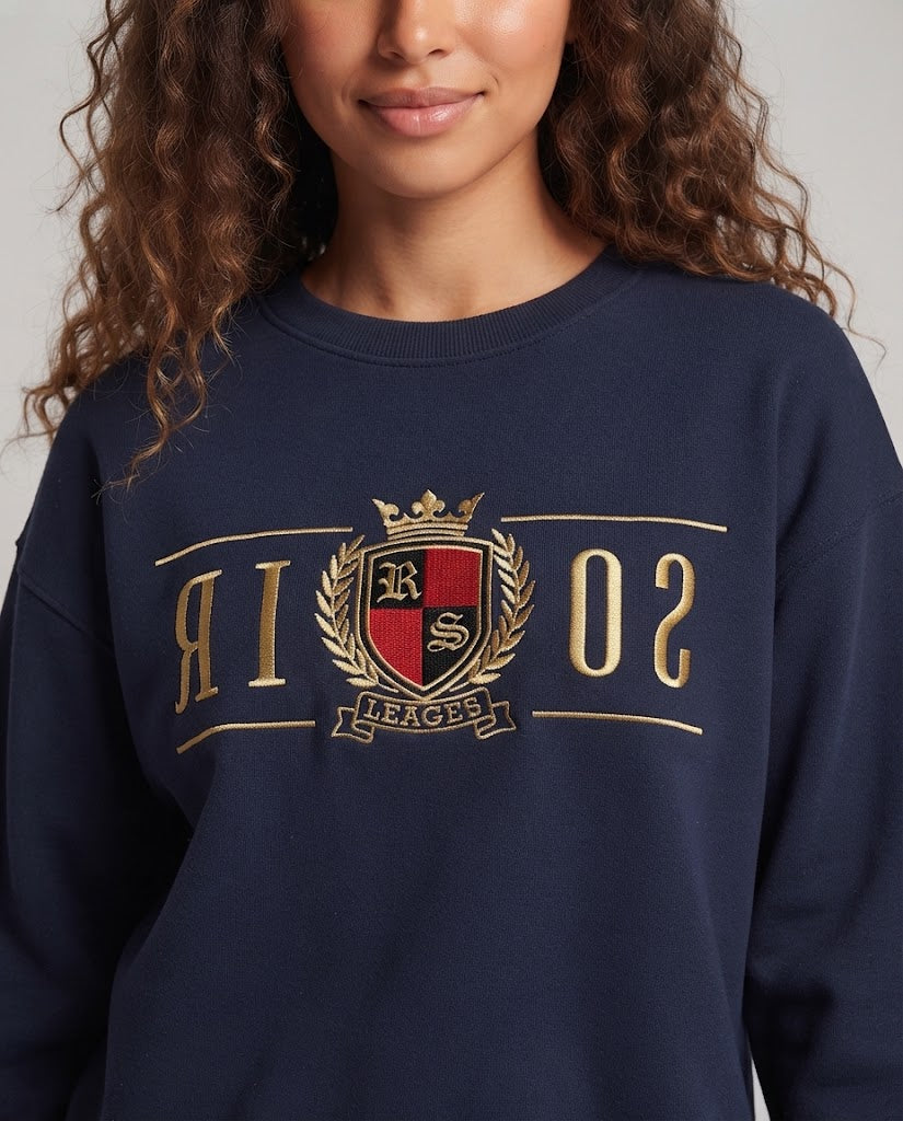 Damen Besticktes Cropped‑Sweatshirt mit Wappenstickerei und kastiger Oversize‑Silhouette Drune