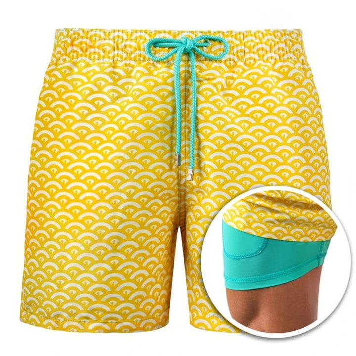 Drune | Bedruckte Herren Badeshorts Mit Doppelter Schicht Für Den Sommer