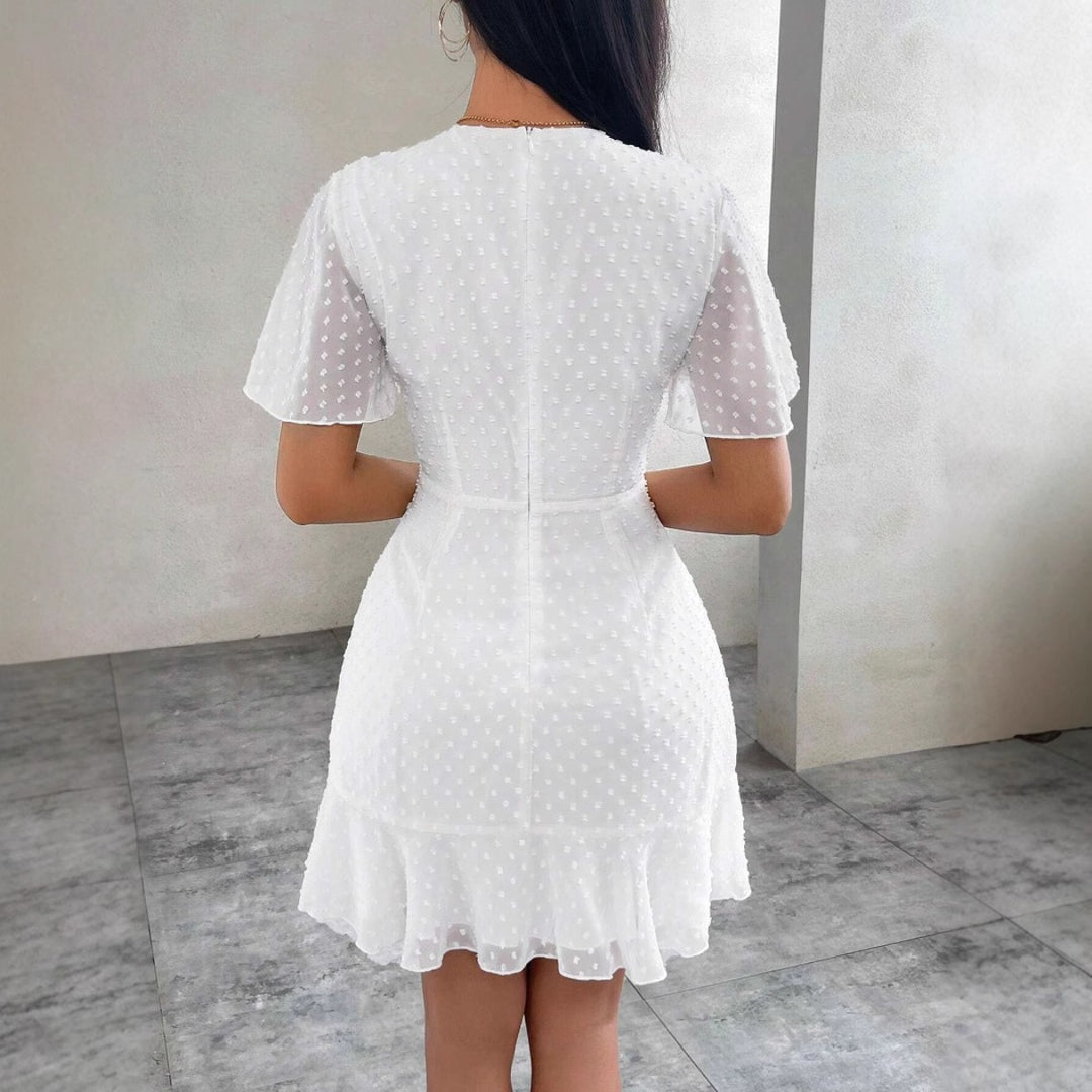 Drune | Dreidimensionales Kleid mit Rüschenrand und Punkten