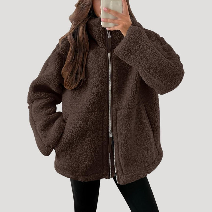 Drune | Damen Teddy Reißverschluss Fleece Jacke Winter Kleidung