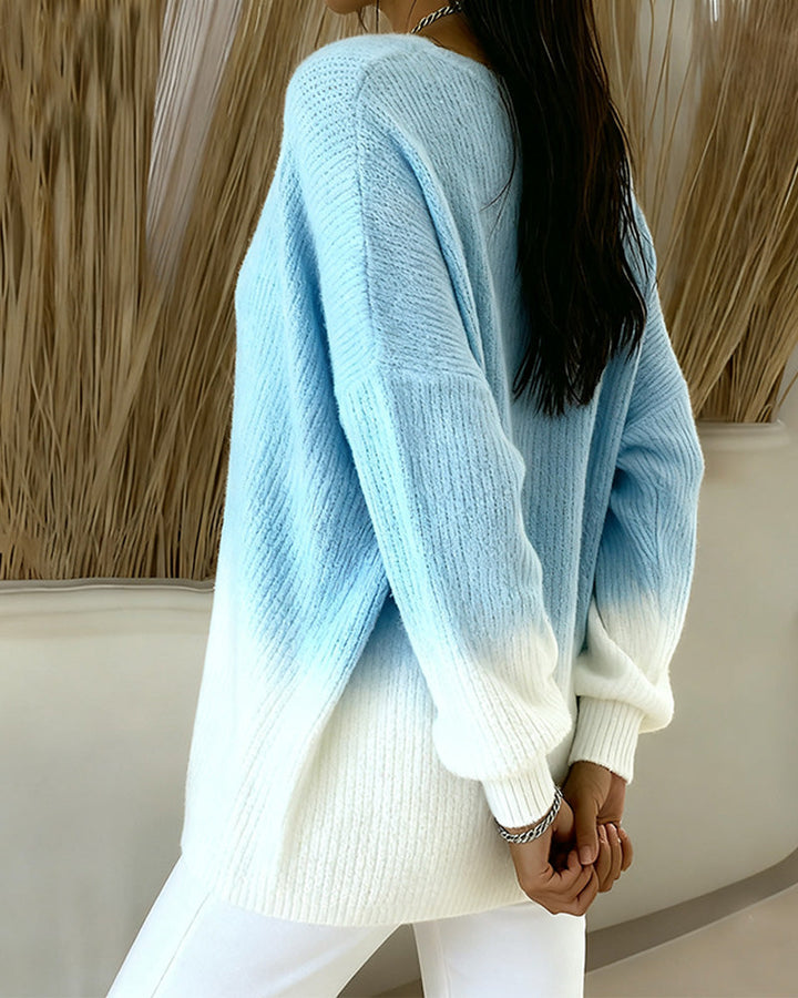 Drune | Ausschnitt Langärmelige Gradient Strickjacke