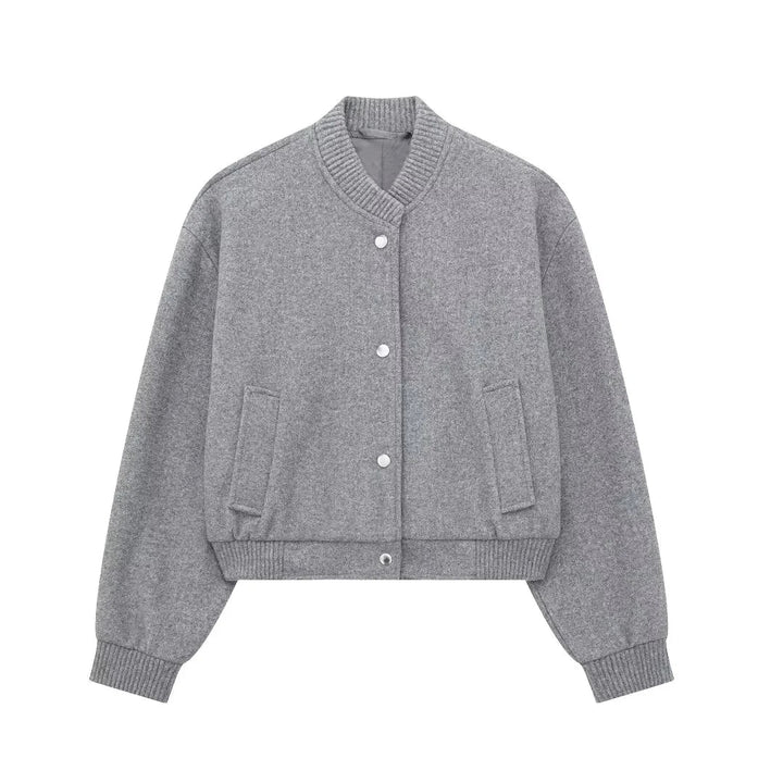 Drune | Damen Cropped Bomberjacke mit Druckknöpfen