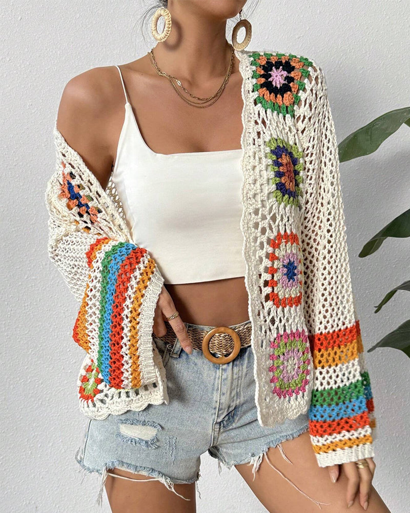 Drune | Bunter Cardigan mit Hohlen Ärmeln