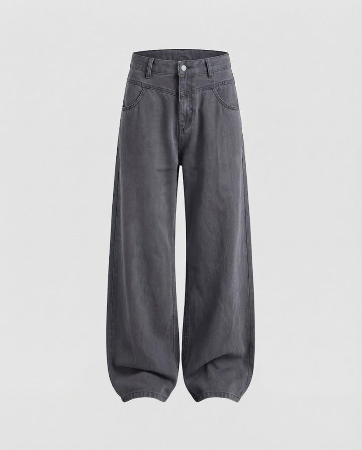 Damen Weit geschnittene Relaxed-Five-Pocket-Denimhose mit bodenlangem Saum Drune