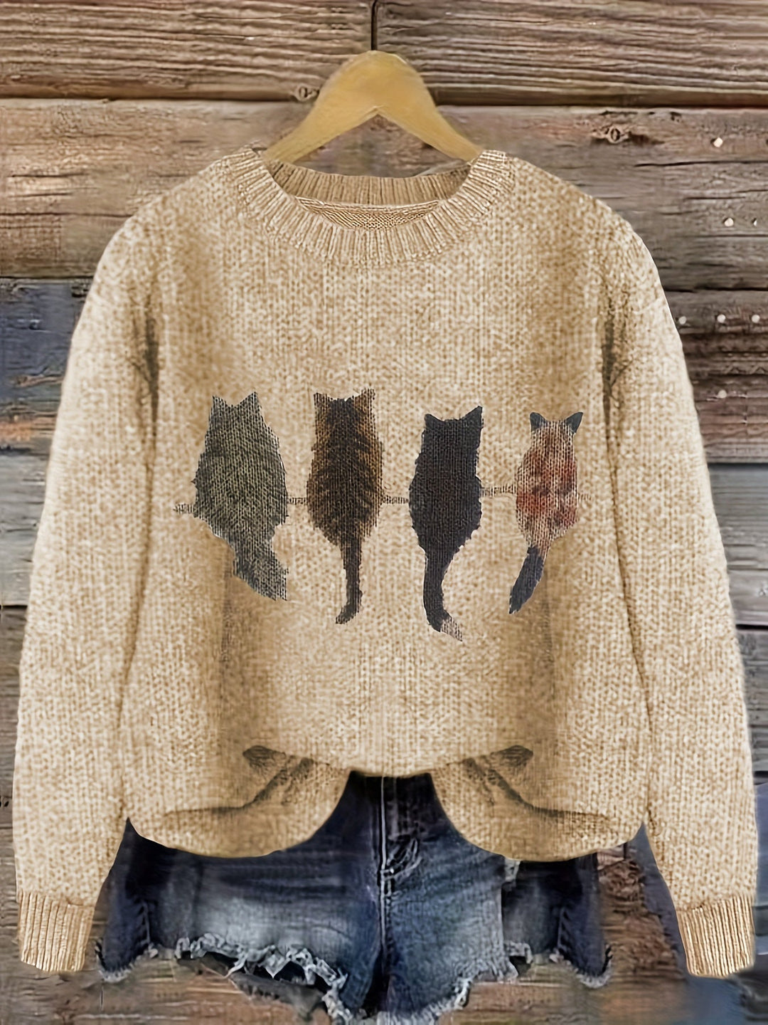 Drune | Strickpullover mit Katzendesign Acrylmischung Komfortabel und Stilvoll