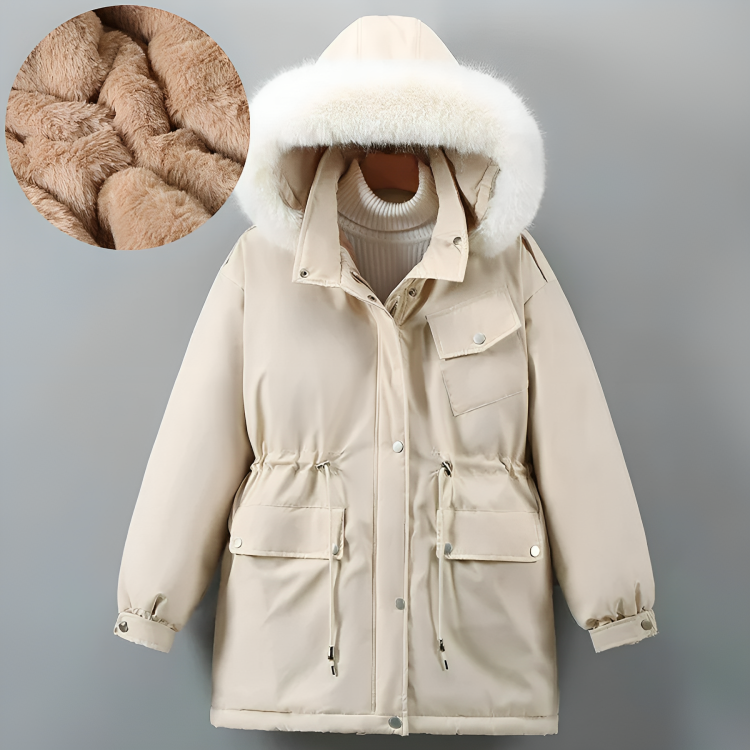 Drune | Winterjacke - gesteppte Jacke mit Kapuze, Pelzkragen und weichem Fleecefutter