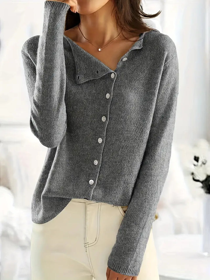 Drune | Strickjacke - Gestrickter V-Ausschnitt - Knopfverschluss - Langärmlig Lässige Schichtung