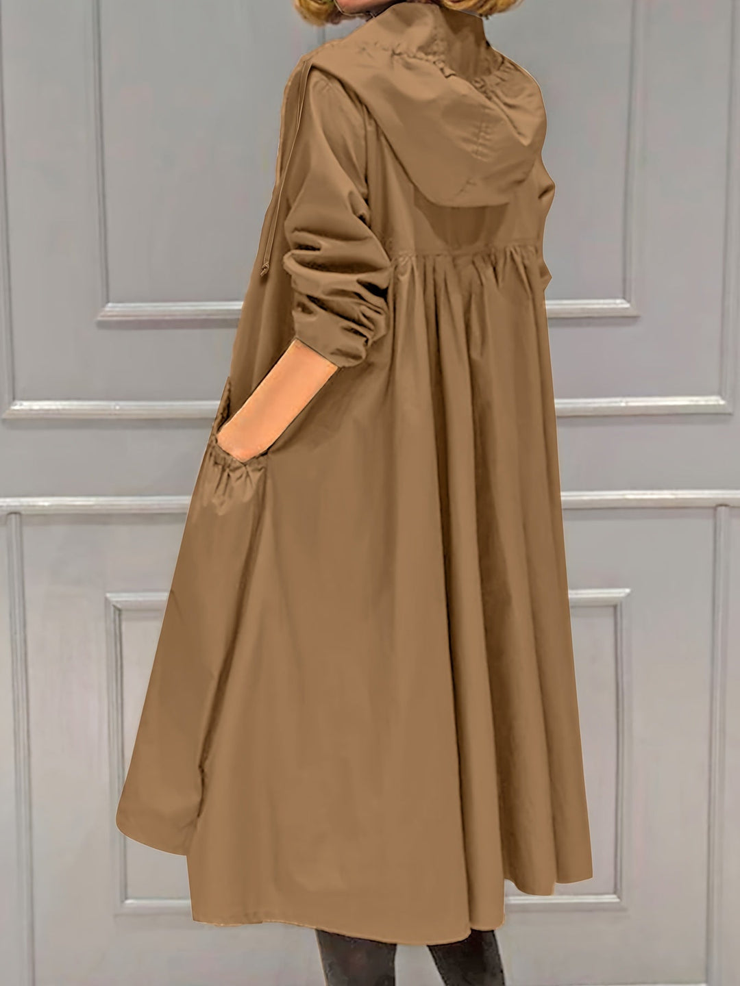 Drune | Damen Lässig Lange Jacke Mit Kapuze Und Reißverschluss