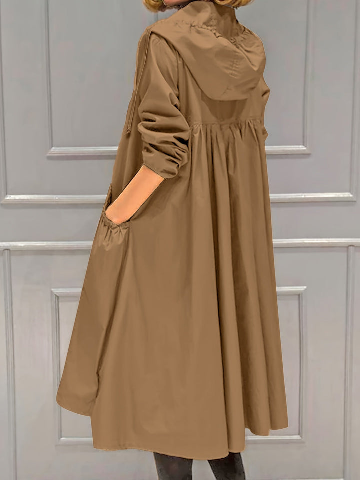 Drune | Damen Lässig Lange Jacke Mit Kapuze Und Reißverschluss