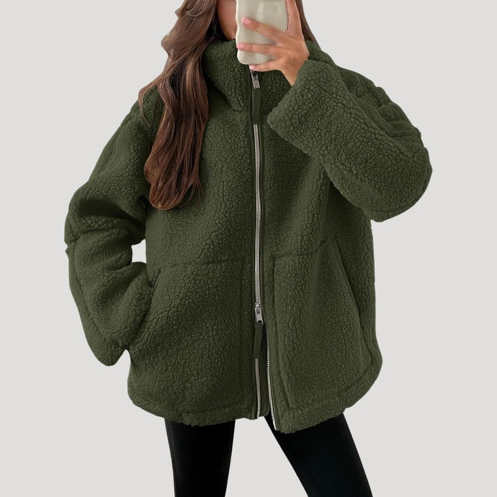 Drune | Damen Teddy Reißverschluss Fleece Jacke Winter Kleidung