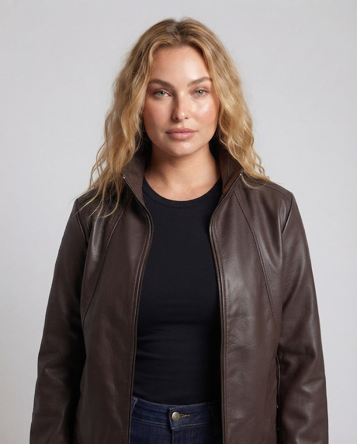 Damen Modische Kunstlederjacke Drune