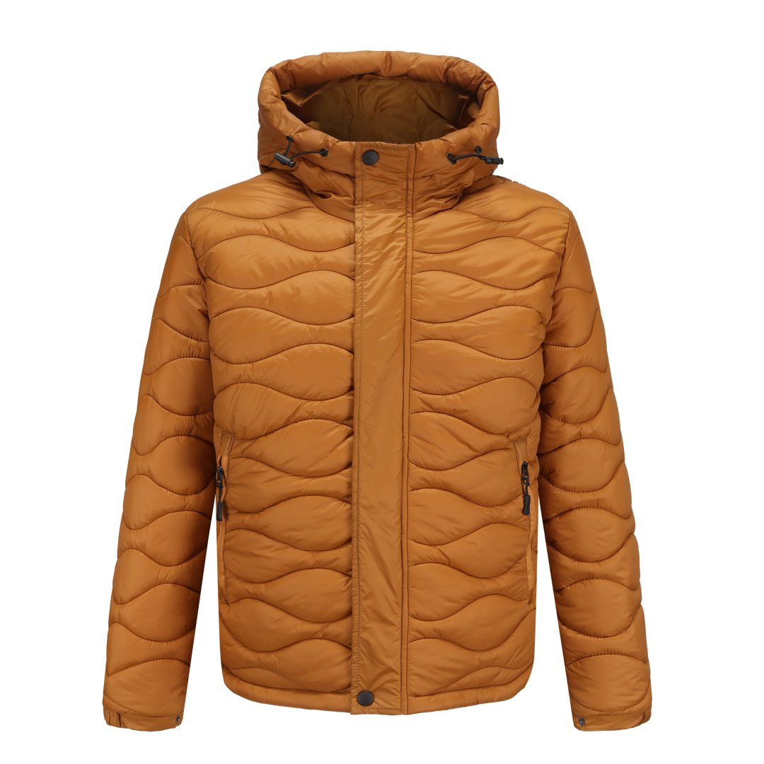 Drune | Pufferjacke Gepolstert Und Winddicht Kapuze Mit Kordelzug Reißverschluss Und Druckknopfverschluss