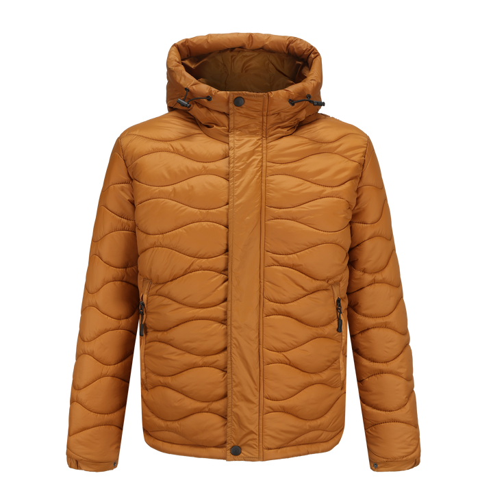 Drune | Pufferjacke Gepolstert Und Winddicht Kapuze Mit Kordelzug Reißverschluss Und Druckknopfverschluss