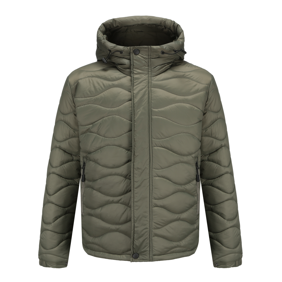Drune | Pufferjacke Gepolstert Und Winddicht Kapuze Mit Kordelzug Reißverschluss Und Druckknopfverschluss