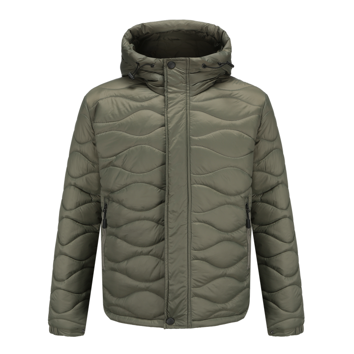Drune | Pufferjacke Gepolstert Und Winddicht Kapuze Mit Kordelzug Reißverschluss Und Druckknopfverschluss