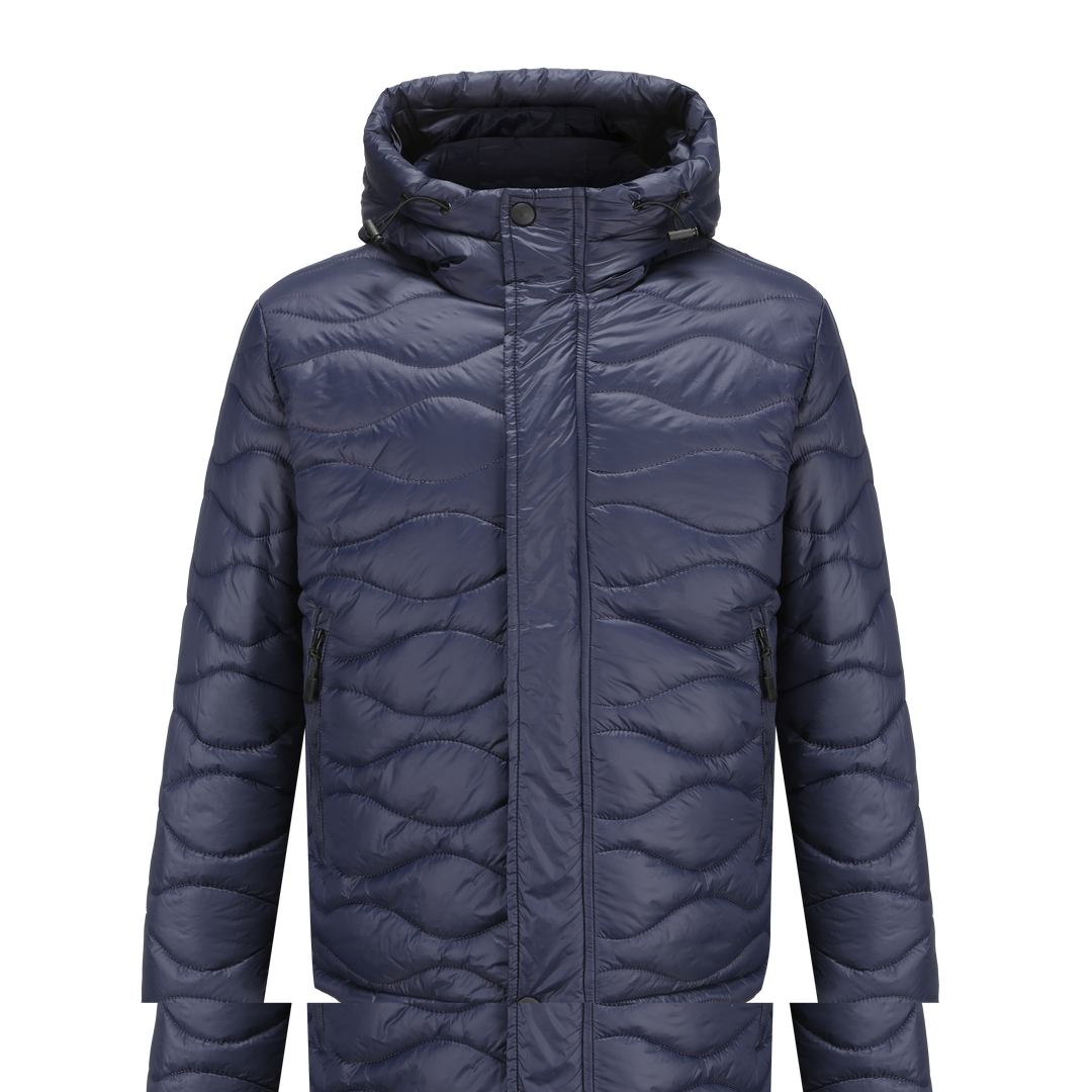 Drune | Pufferjacke Gepolstert Und Winddicht Kapuze Mit Kordelzug Reißverschluss Und Druckknopfverschluss