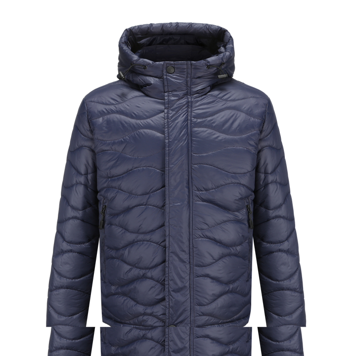 Drune | Pufferjacke Gepolstert Und Winddicht Kapuze Mit Kordelzug Reißverschluss Und Druckknopfverschluss