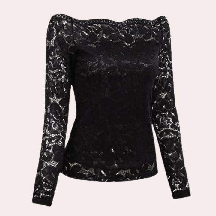 Drune | Damen Top Stilvolles Off Shoulder Spitzen Shirt Top Für Frauen